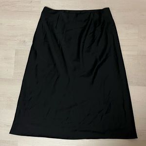 Uniqlo Midi Skirt Black Satin Double Lined Bodycon